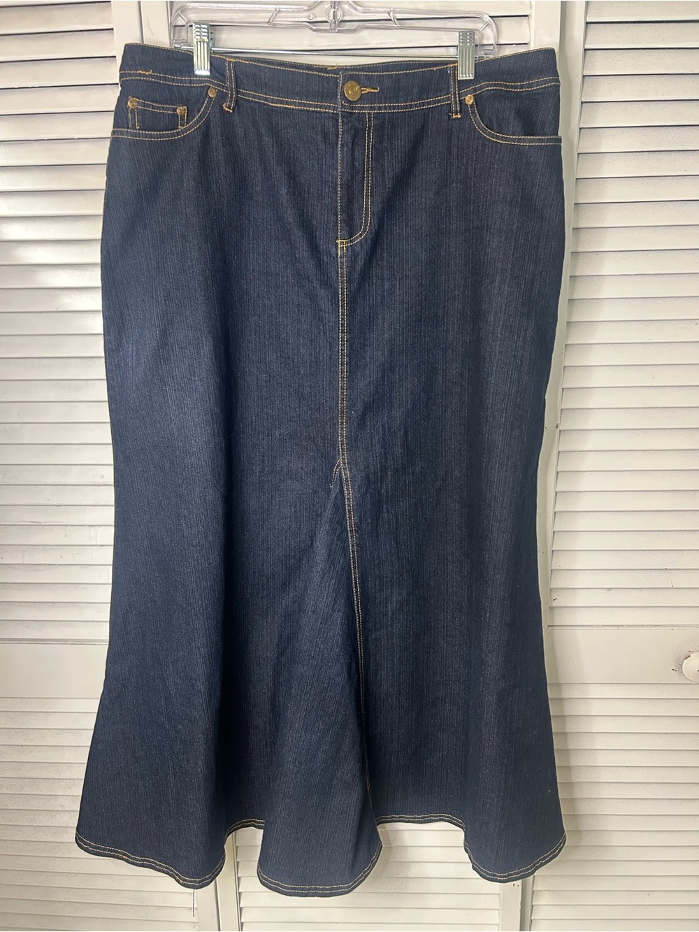 Destiny Platinum Dark Blue Denim A-Line Maxi‎  Skirt Size 16W